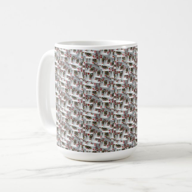 Caneca De Café Jogando Cartões Fila Design, (Frente Esquerda)
