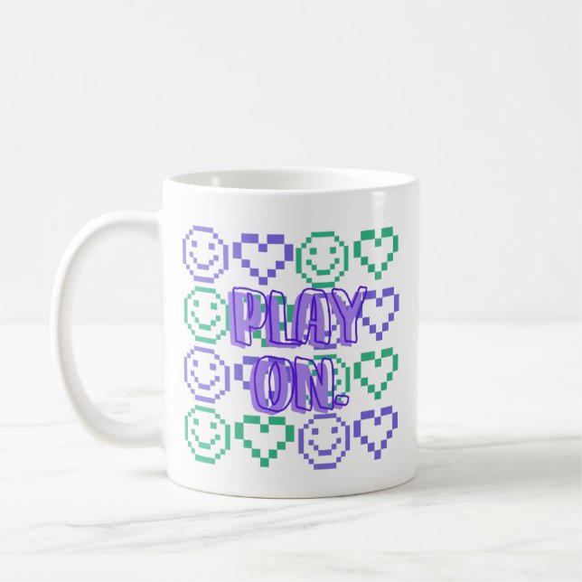 Caneca De Café Jogar & Estilo de Jogo Elementos Pixelados (Esquerda)