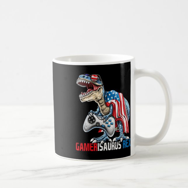 Caneca De Café Jogo 4 De Julho T Rex Dinossaur Amerisaurus Rex Bo (Direita)