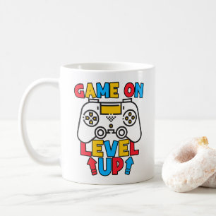 Caneca De Café Jogo Ativado Subir de Nível Cumprimentos Divertido