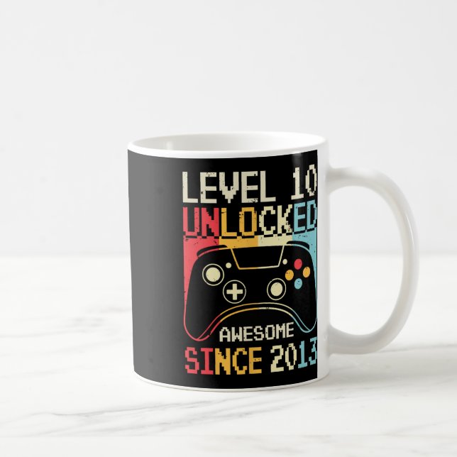 Caneca De Café Jogo de Vídeo Desbloqueado do Nível 10 10º Anivers (Direita)