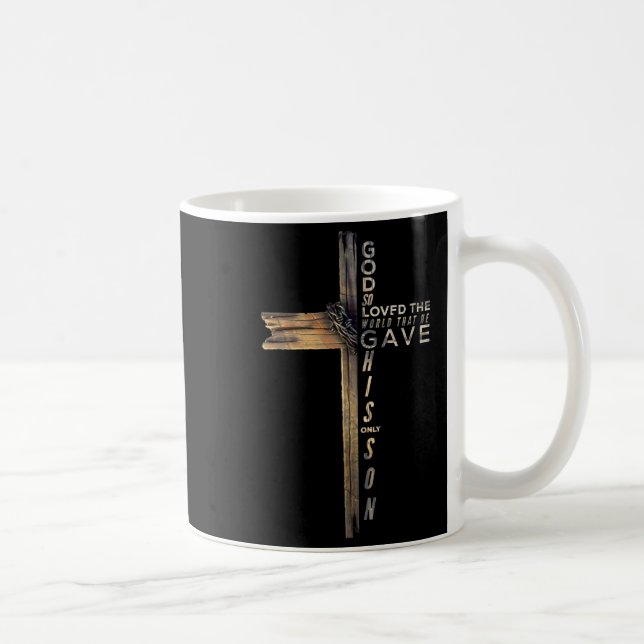 Caneca De Café John 3_16 Bíblia da Cruz Cristã (Direita)