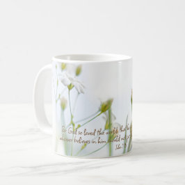 Caneca De Café John 3:16 Bíblia Verse White Floral Beauty