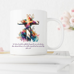 Caneca De Café John 3:16 Escritura Cruzada Bíblia Cristã Verse