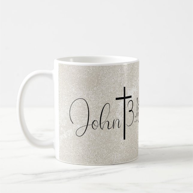 Caneca De Café John 3:16 Pearl Background (Esquerda)