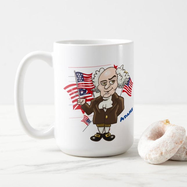 Caneca De Café John Adams e Thomas Jefferson (Com Donut)