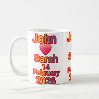 Caneca De Café John ama Sarah. Presente do dia dos namorados