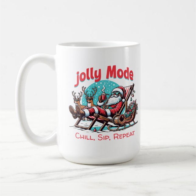 Caneca De Café Jolly Mode Santa Chill Sip Repeat  for Coworker (Esquerda)