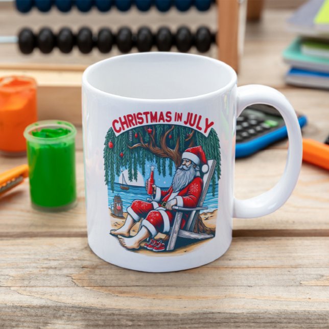 Caneca De Café Jolly Papais noeis Sips Beer em julho (Criador carregado)