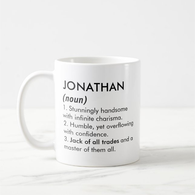 Caneca De Café Jonathan name, Editable name, Custom name (Esquerda)