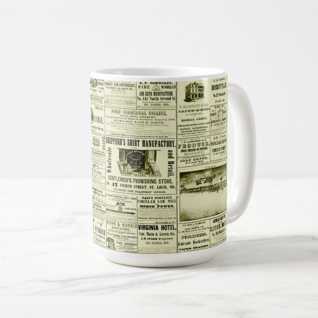 Caneca De Café Jornal Antigo (Frente Esquerda)