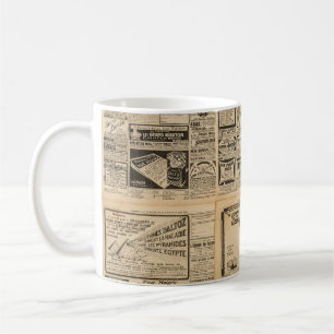 Caneca De Café Jornal antigo: fundo de papel vintage.