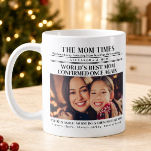 Caneca De Café Jornal de Foto de Natal para a Melhor Mãe do Mundo
