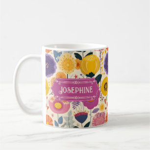 Caneca De Café Josephine Colorful Purple e Yellow Modern Floral