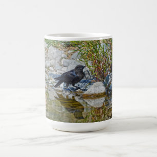 Caneca De Café Jovem Black Raven Refletido em Piscina