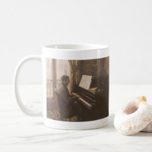 Caneca De Café Jovem Tocando Piano por Gustave Caillebotte