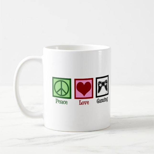 Caneca De Café Jovens jogadores de videogame para Jogo Peace Love (Esquerda)
