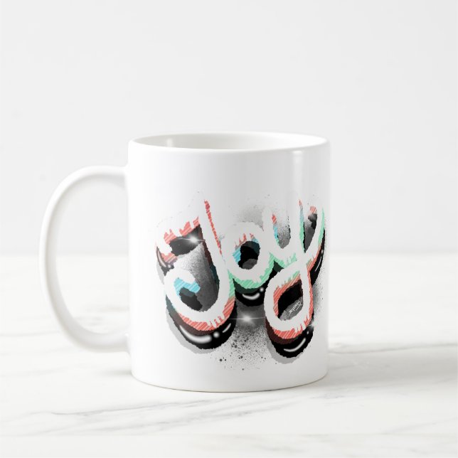 Caneca De Café Joy Airbrush Street Art Neon Lettering (Esquerda)