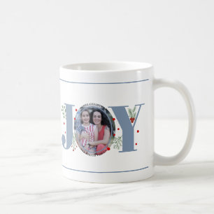 Caneca De Café Joy azul com bagas, foto de Natal