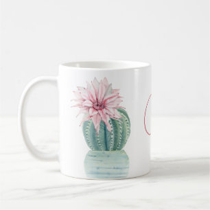 Caneca De Café Joy Cactos Verdes Cor-de-rosa Flor Suculta