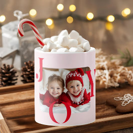 Caneca De Café JOY | Modern Red & Mug Christmas Photo Gift