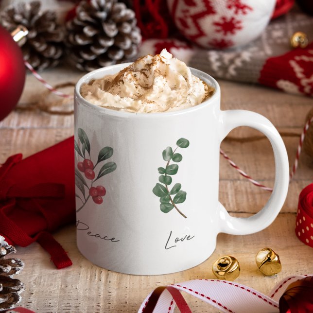 Caneca De Café Joy Peace Love Botanical Coffee Mug (Criador carregado)