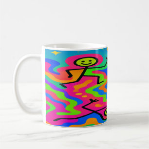 Caneca De Café Joy psicodélico - Stick dançante Figura Rainbow Mu
