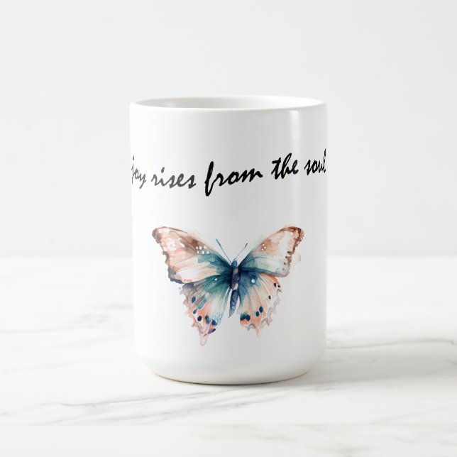 Caneca De Café Joy Rises da Borboleta da Alma (Centro)