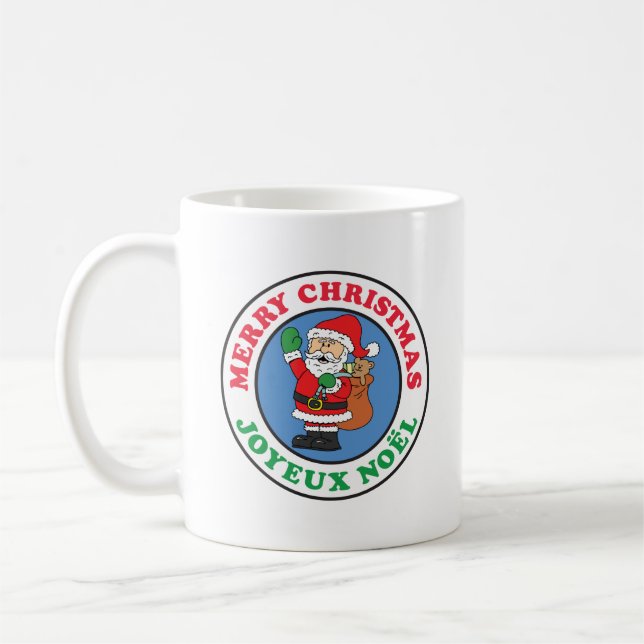Caneca De Café Joyeux Noel French Christmas Santa Coffee Mug (Esquerda)