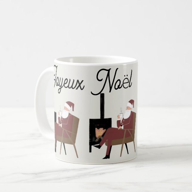 Caneca De Café Joyeux Noël Traditionnel Père Noël (Frente Esquerda)