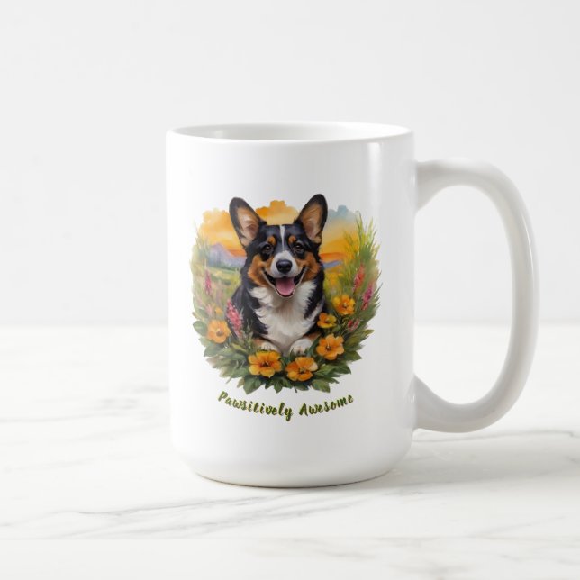 Caneca De Café Joyful Black Corgi (Direita)