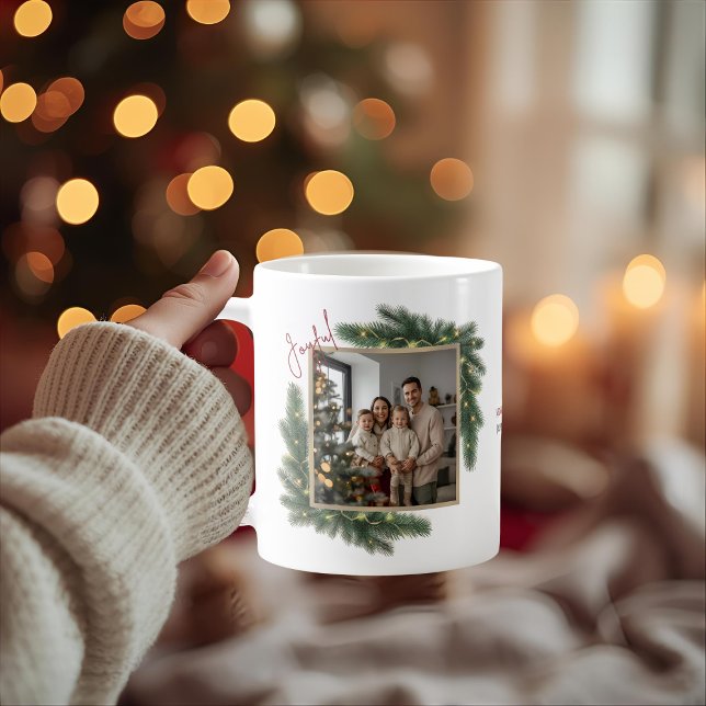 Caneca De Café Joyful Christmas Photo Frame Personalized Family  (Criador carregado)