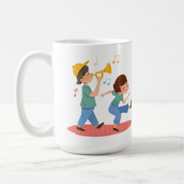Caneca De Café Joyful Colorful Watercolor Music Play Design