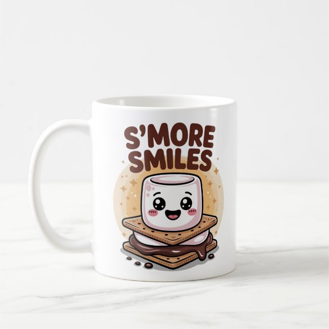 Caneca De Café Joyful Cream S'more Cartoon Marshmallow Snack (Esquerda)
