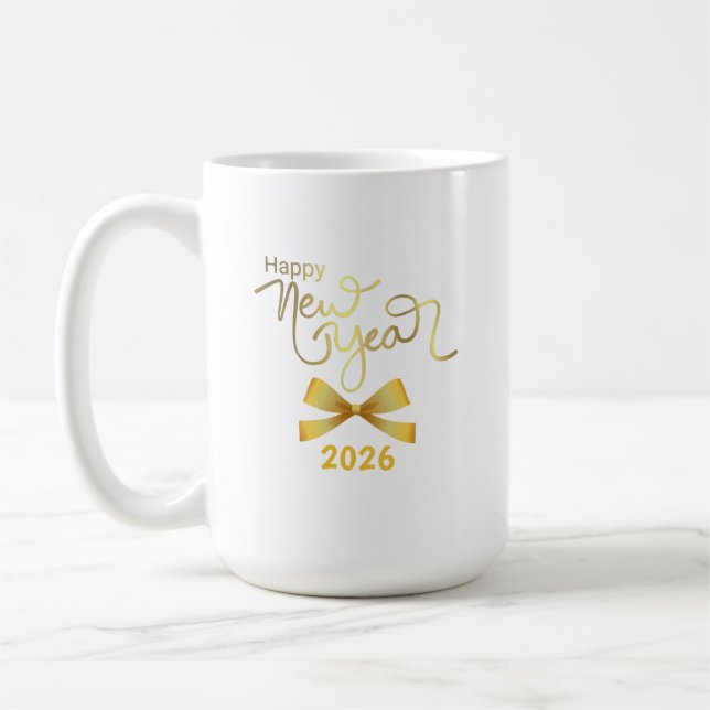 Caneca De Café Joyful Minimalist Holiday Gold Text Mug (Esquerda)