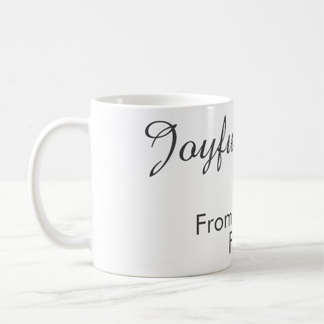 Caneca De Café Joyful Vibes red Christmas add family name date  (Esquerda)