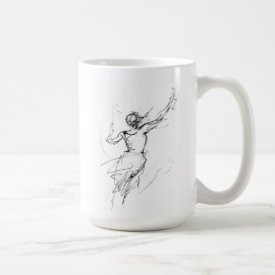 Caneca De Café Joyful Woman in Motion Abstrato Sketch