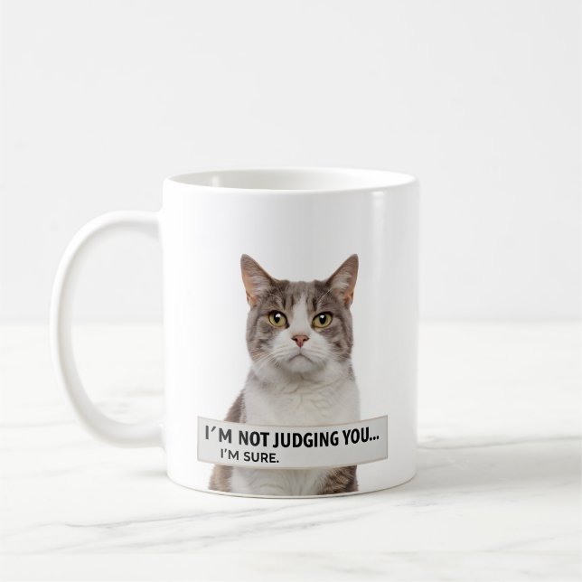 Caneca De Café Judging Cat Sarcastic Quote Minimal Art (Esquerda)