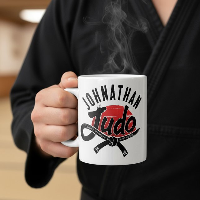 Caneca De Café Judo - Black Belt -Rising Sun (Criador carregado)
