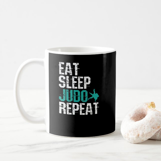 Caneca De Café Judo Eat Sleep Judo Repeat (Com Donut)