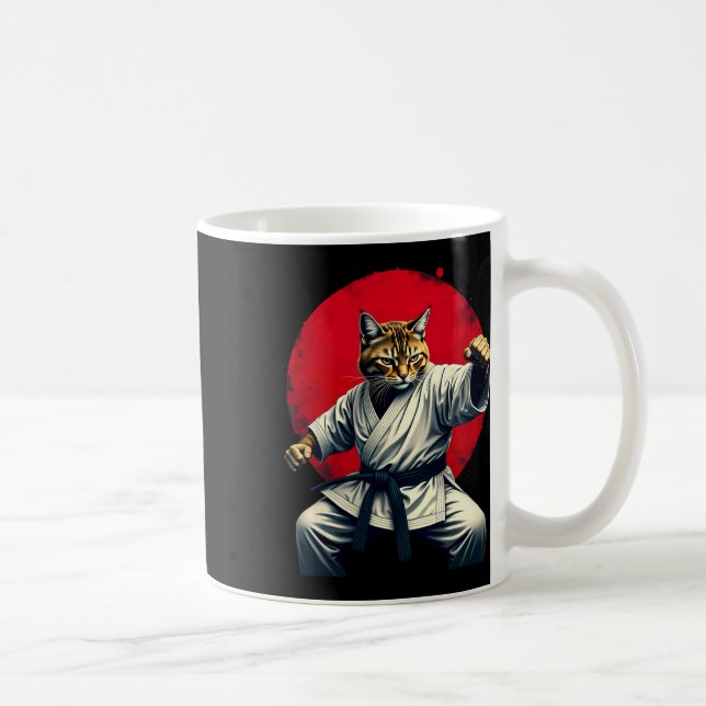 Caneca De Café Judo Karate Cat Para Homens (Direita)