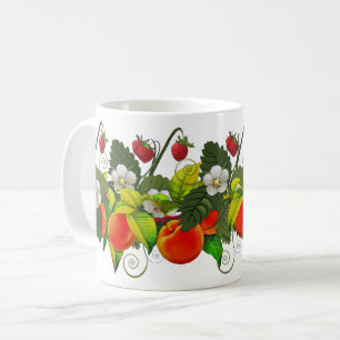 Caneca De Café Juicy Peach e Strawberry Comida Art