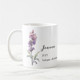 CANECA DE CAFÉ JULY LARKSPUR BIRTH FLOWY MENTH NAME GIFT