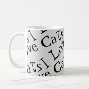 Caneca De Café Jumbo I Adora Gatos Bolsa de Gráfico Branco e Pret