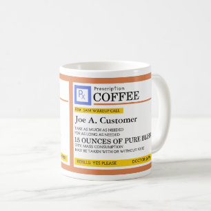 Caneca De Café Jumbo Mug de Café com Prescrição com Nome Personal