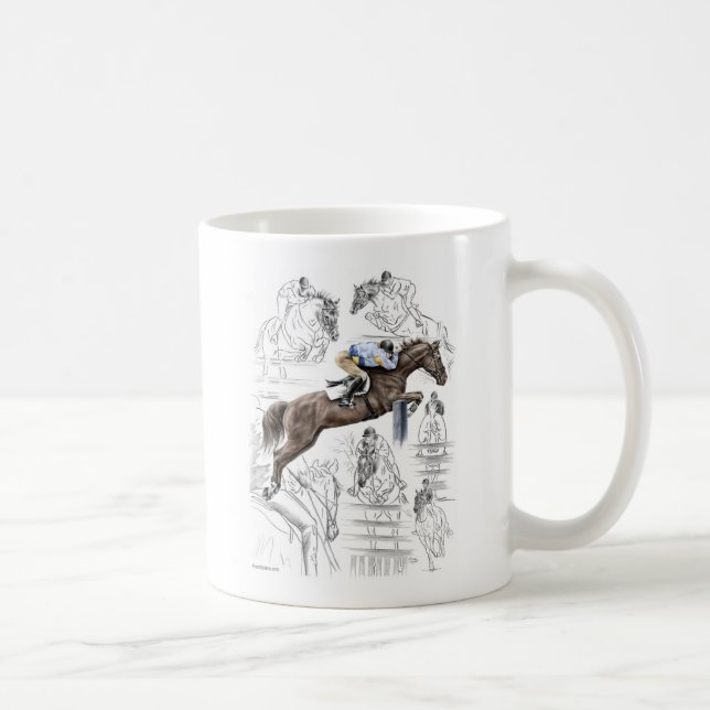 Caneca De Café Jumper Horses Fences Montage (Direita)