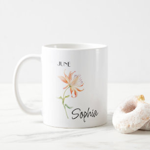 Caneca De Café June Flower Personalizada,