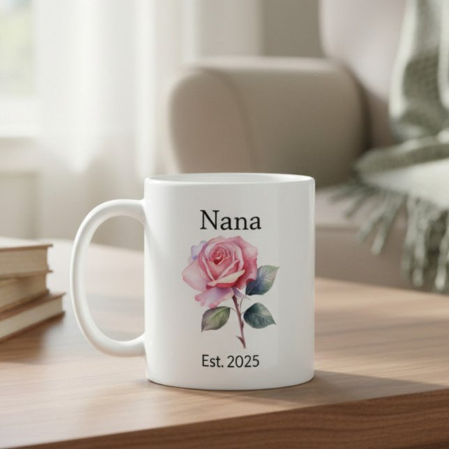 Caneca De Café June Rose Birth Flower for Nana with Year (Criador carregado)
