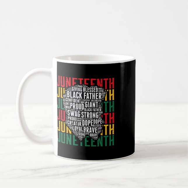 Caneca De Café Juneteenth Afro Pai Preto Palavras Africano Améric (Esquerda)