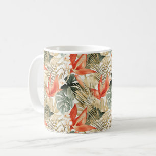 Caneca De Café Junta Floral de Anthurium Laranja Tropical